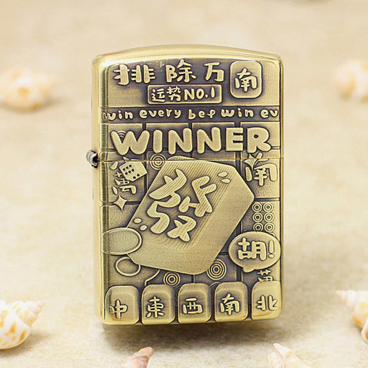 Zippo Vintage Bronze Intricate Engraved Mahjong Winner 3d-embossed - CC123