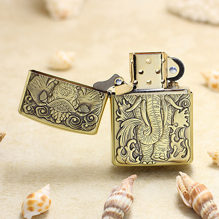 Zippo Vintage Bronze Intricate Engraved Mythical Elephant 3d-embossed - CC121