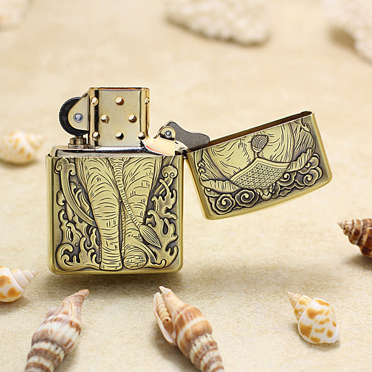Zippo Vintage Bronze Intricate Engraved Mythical Elephant 3d-embossed - CC121