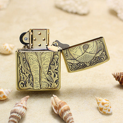 Zippo Vintage Bronze Intricate Engraved Mythical Elephant 3d-embossed - CC121