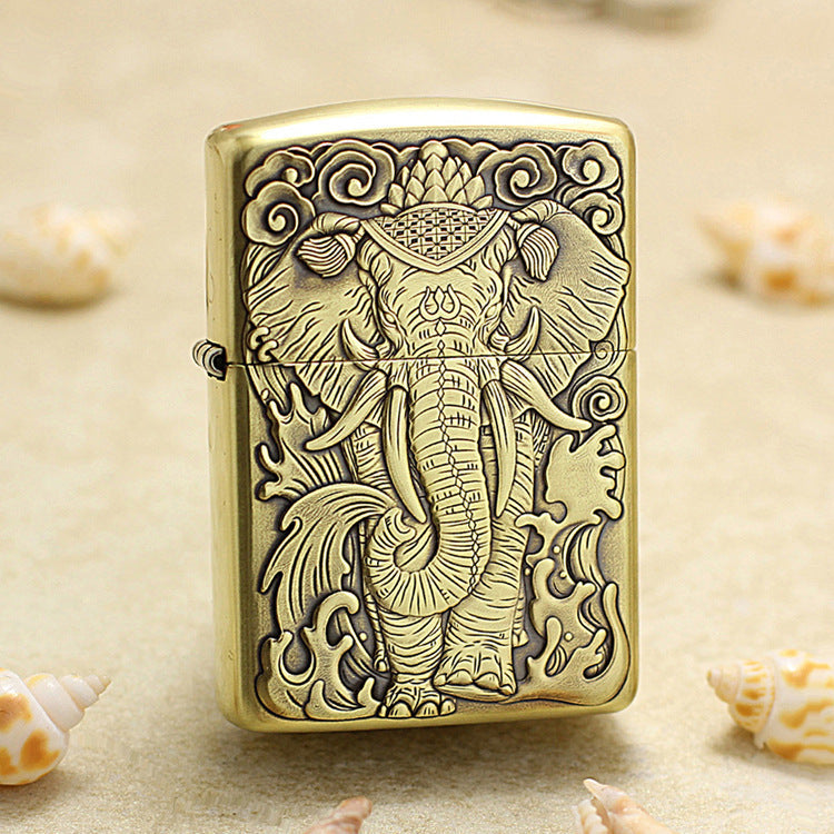Zippo Vintage Bronze Intricate Engraved Mythical Elephant 3d-embossed - CC121