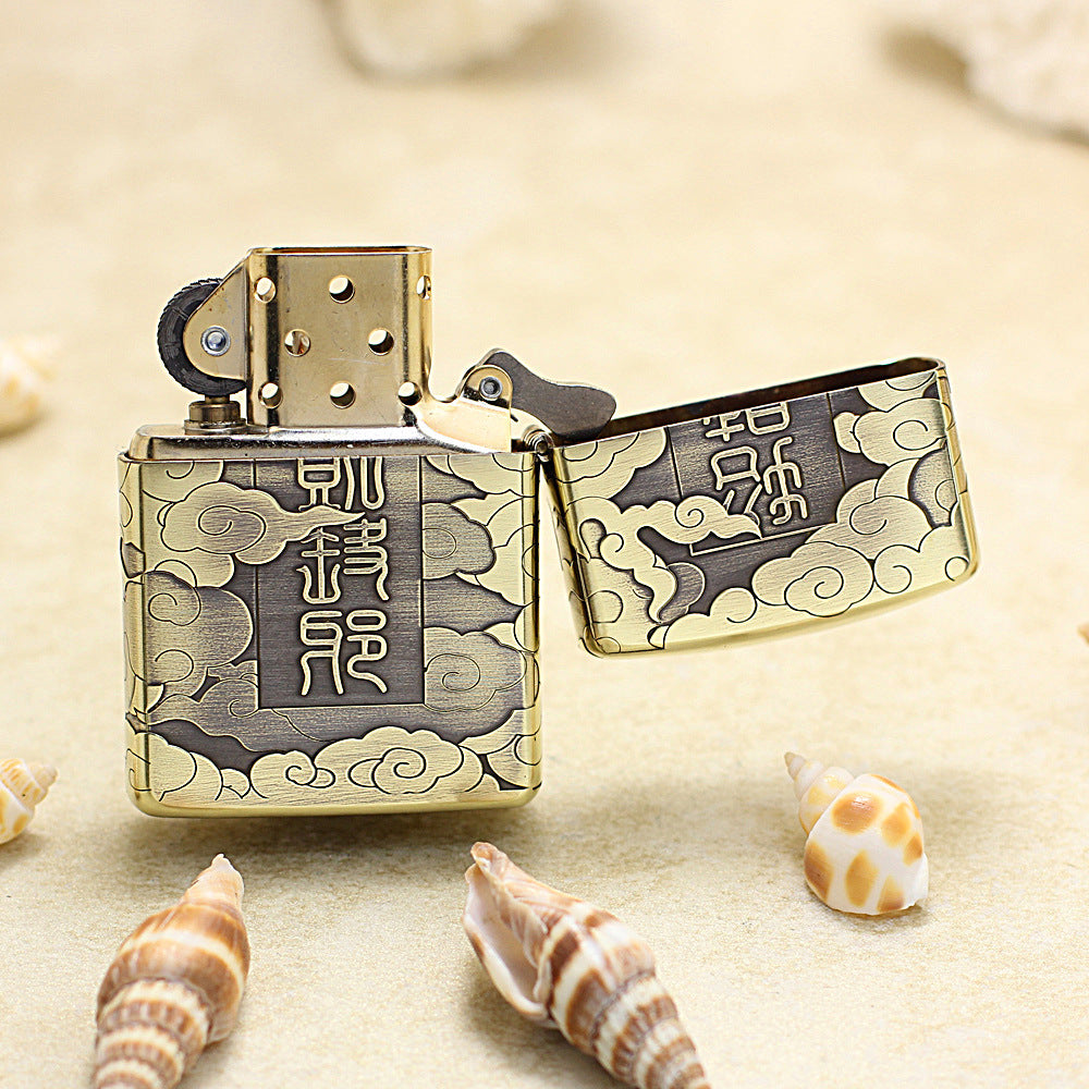 Zippo Vintage Bronze Intricate Engraved Mythical Tang Lion and Demon 3d-embossed - CC145