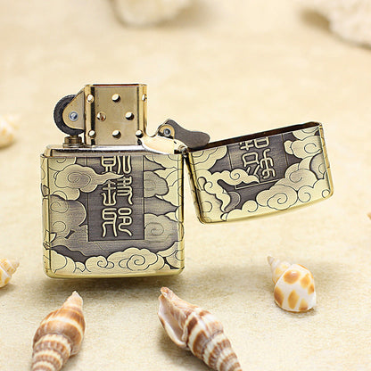 Zippo Vintage Bronze Intricate Engraved Mythical Tang Lion and Demon 3d-embossed - CC145