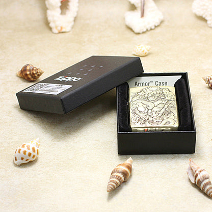 Zippo Vintage Bronze Intricate Engraved Mythical Tang Lion and Demon 3d-embossed - CC145