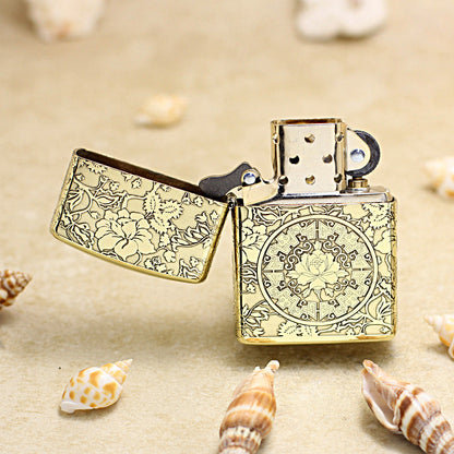 Zippo Vintage Bronze Intricate Engraved Peony Flower Riches and Honor - CC161