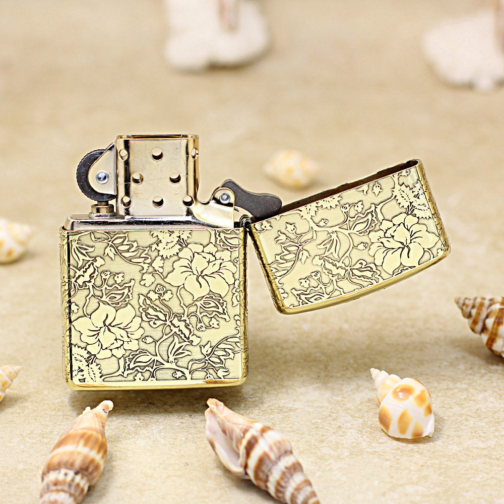 Zippo Vintage Bronze Intricate Engraved Peony Flower Riches and Honor - CC161