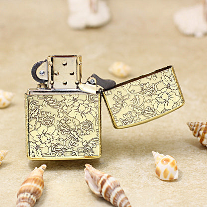 Zippo Vintage Bronze Intricate Engraved Peony Flower Riches and Honor - CC161