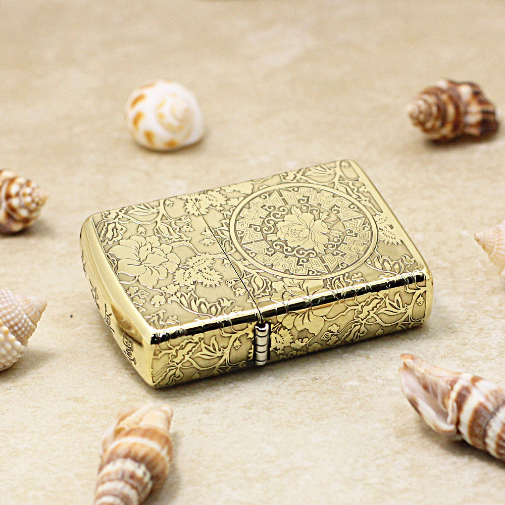 Zippo Vintage Bronze Intricate Engraved Peony Flower Riches and Honor - CC161