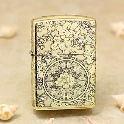 Zippo Vintage Bronze Intricate Engraved Peony Flower Riches and Honor - CC161