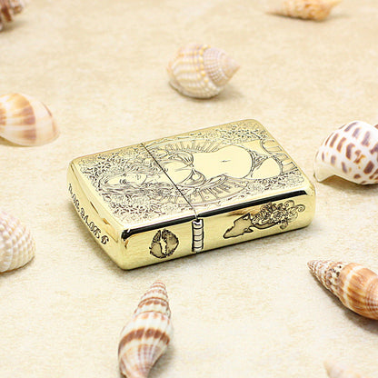 Zippo Vintage Bronze Intricate Engraved Skull Pin-Up Maiden Character Collection - CC153