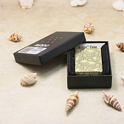Zippo Vintage Bronze Intricate Engraved Skulls and Roses Pattern - CC164