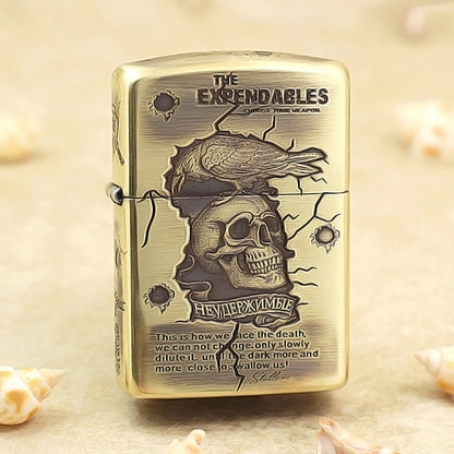 Zippo Vintage Bronze Intricate Engraved The Expendables Skull and Raven - CC156