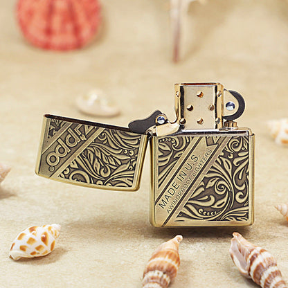 Zippo Vintage Bronze 'Diagonal Logo Scrollwork' - CC29