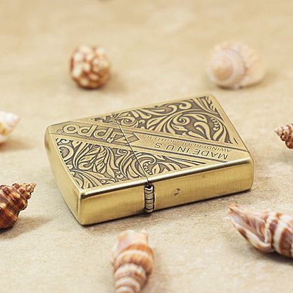 Zippo Vintage Bronze 'Diagonal Logo Scrollwork' - CC29