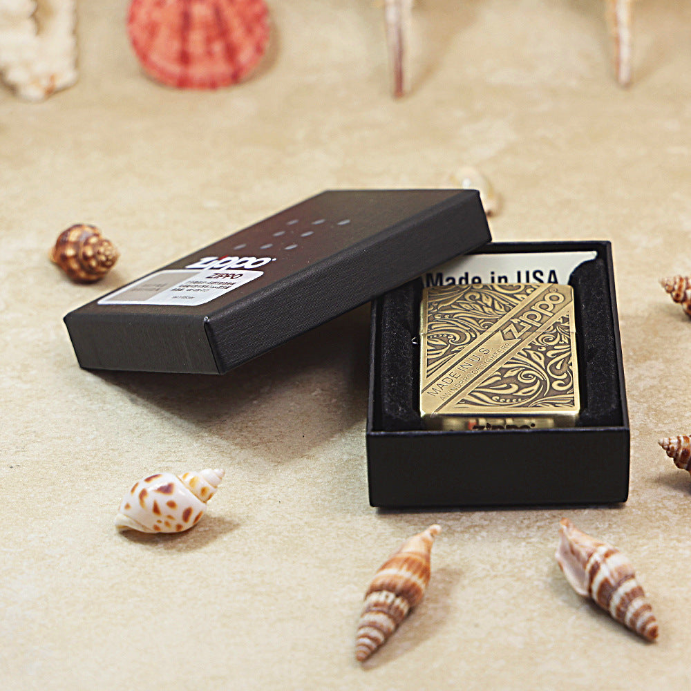 Zippo Vintage Bronze 'Diagonal Logo Scrollwork' - CC29