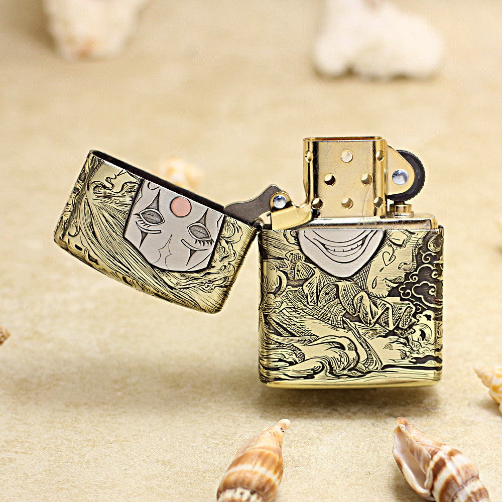 Zippo Vintage Bronze Chiseled Mask Life Clown Medallion - CC110