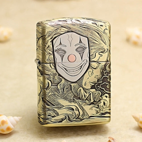 Zippo Vintage Bronze Chiseled Mask Life Clown Medallion - CC110