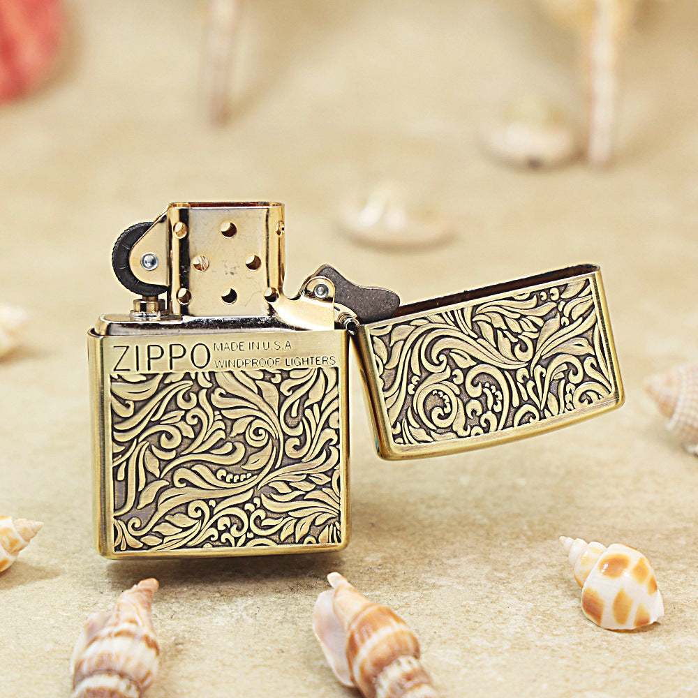 Zippo Vintage Bronze 'Full Cover Botanical Scrollwork' - CC30