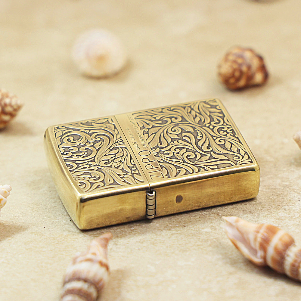 Zippo Vintage Bronze 'Full Cover Botanical Scrollwork' - CC30
