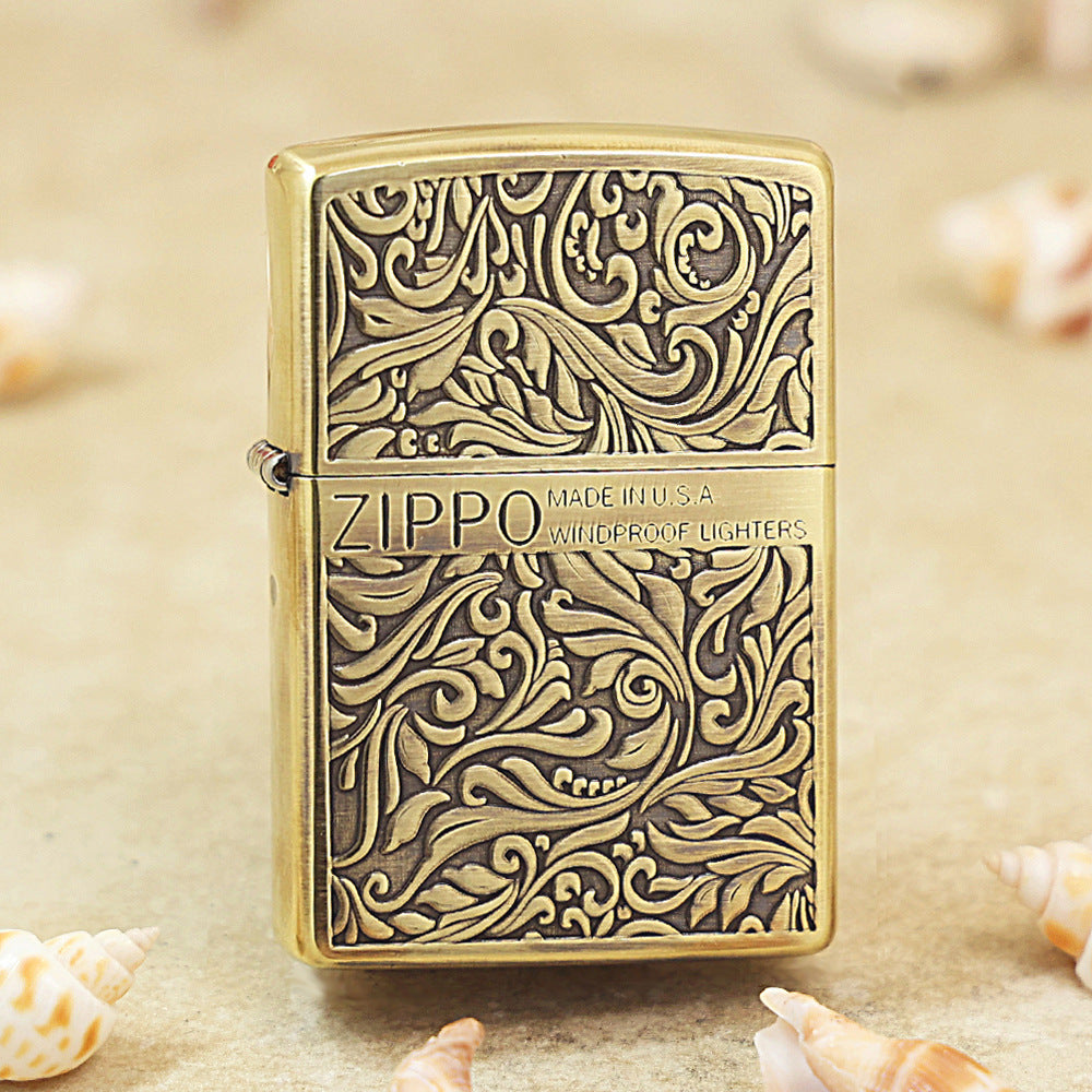 Zippo Vintage Bronze 'Full Cover Botanical Scrollwork' - CC30