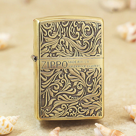 Zippo Vintage Bronze 'Full Cover Botanical Scrollwork' - CC30