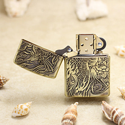 Zippo Vintage Bronze Complete Chiseled Phoenix and Peony 3d-embossed - CC113