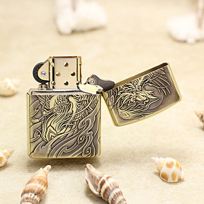 Zippo Vintage Bronze Complete Chiseled Phoenix and Peony 3d-embossed - CC113