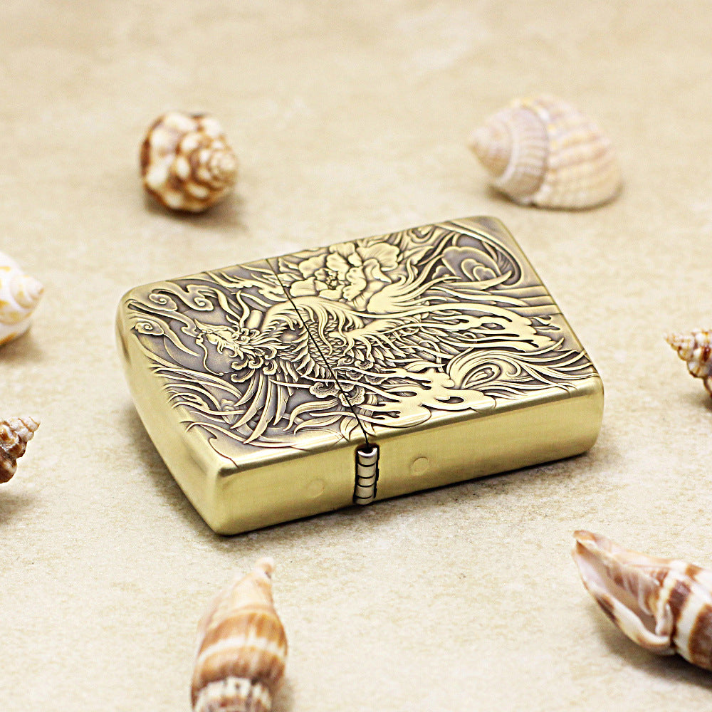 Zippo Vintage Bronze Complete Chiseled Phoenix and Peony 3d-embossed - CC113