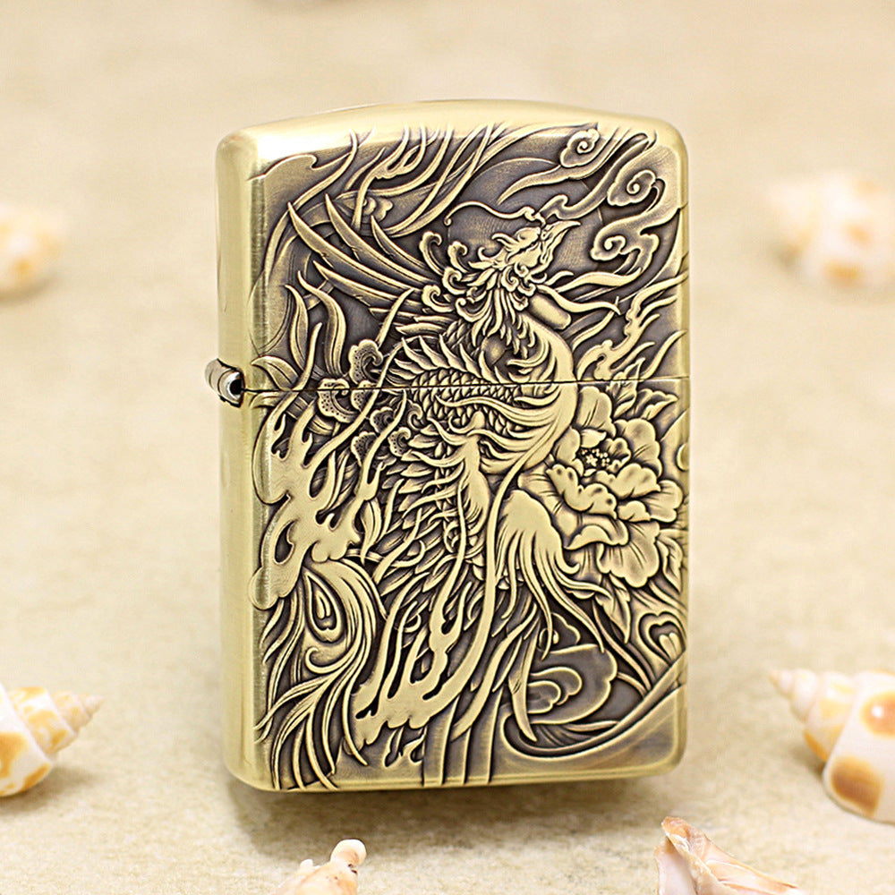Zippo Vintage Bronze Complete Chiseled Phoenix and Peony 3d-embossed - CC113