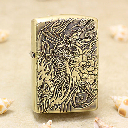 Zippo Vintage Bronze Complete Chiseled Phoenix and Peony 3d-embossed - CC113