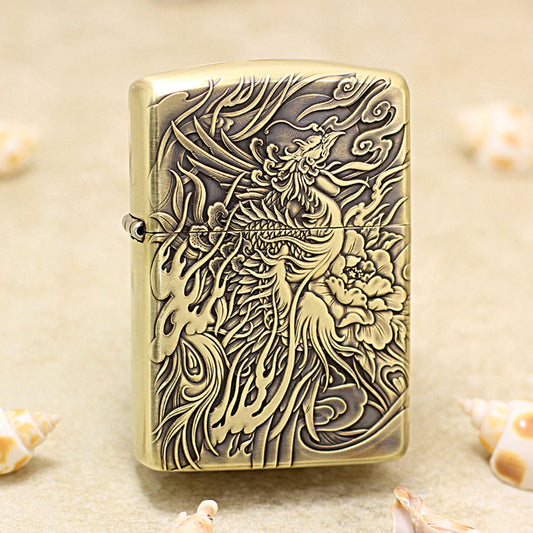 Zippo Vintage Bronze Complete Chiseled Phoenix and Peony 3d-embossed - CC113