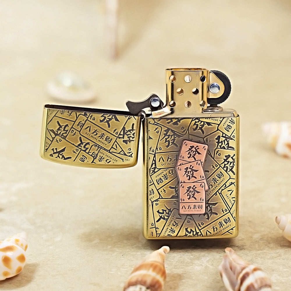Zippo Vintage Bronze 'Mahjong Prosperity Tiles' - CC13