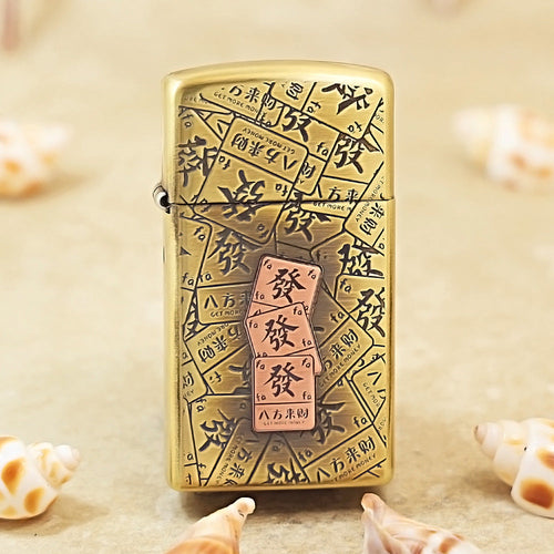 Zippo Vintage Bronze 'Mahjong Prosperity Tiles' - CC13