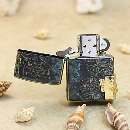 Zippo Vintage Bronze Sanxingdui Human Face Medallion - CC105