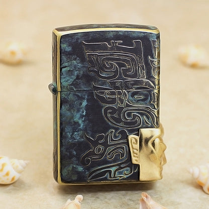Zippo Vintage Bronze Sanxingdui Human Face Medallion - CC105