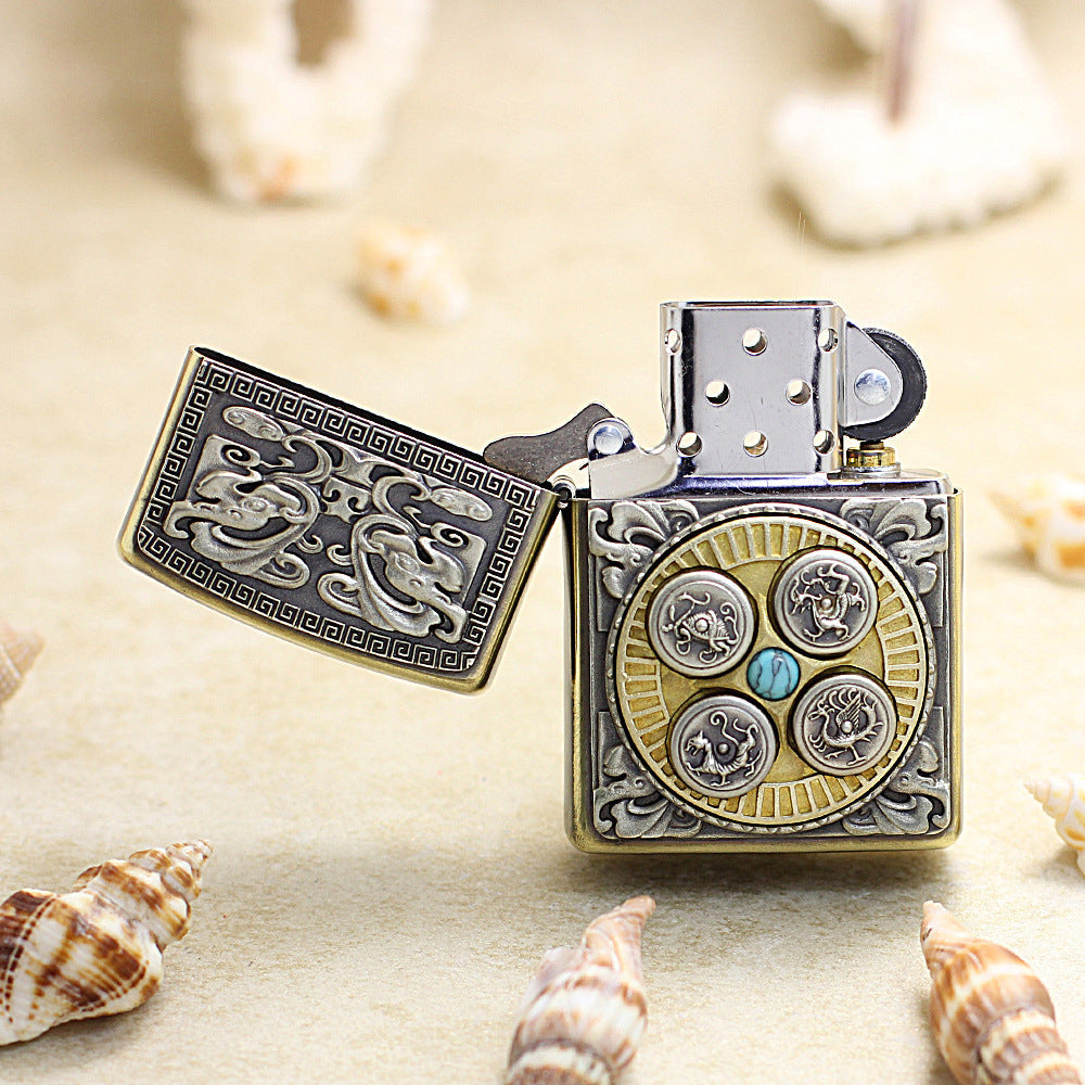 Zippo Vintage Dual Finish 'Celestial Guardians Compass' - DS156