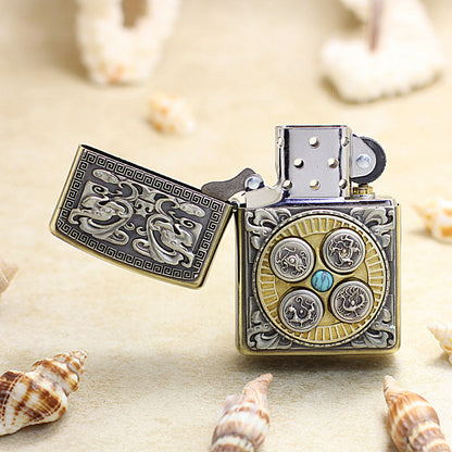 Zippo Vintage Dual Finish 'Celestial Guardians Compass' - DS156