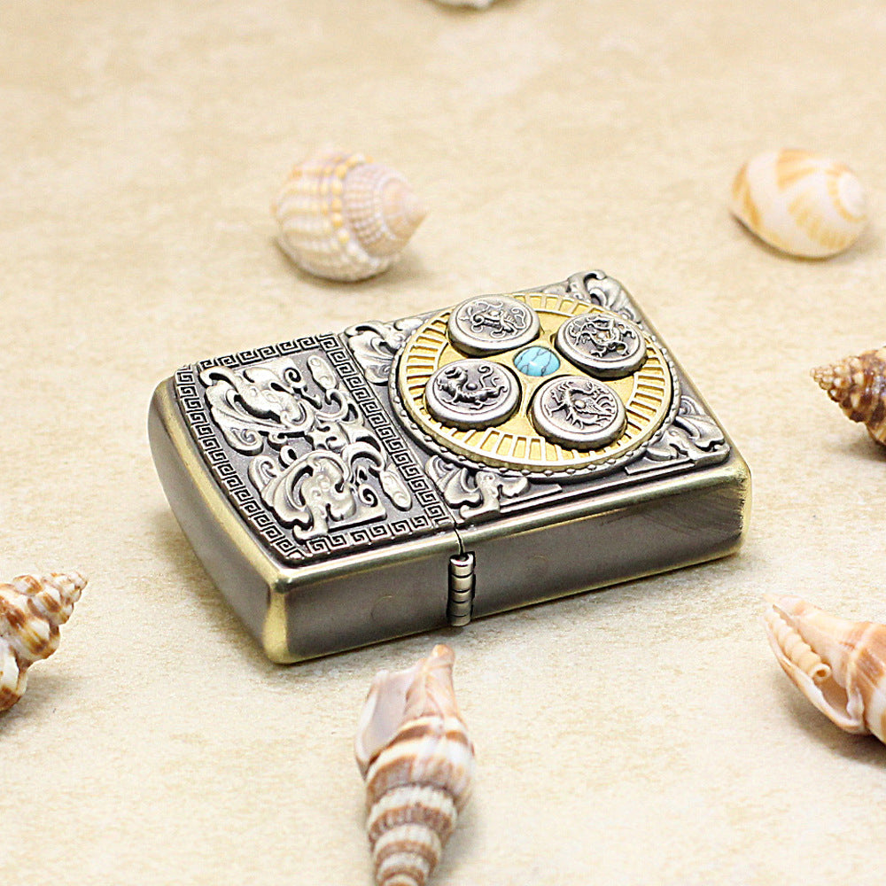 Zippo Vintage Dual Finish 'Celestial Guardians Compass' - DS156
