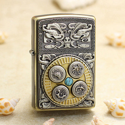 Zippo Vintage Dual Finish 'Celestial Guardians Compass' - DS156