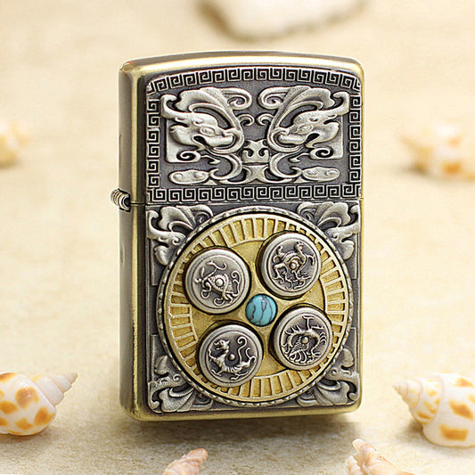Zippo Vintage Dual Finish 'Celestial Guardians Compass' - DS156