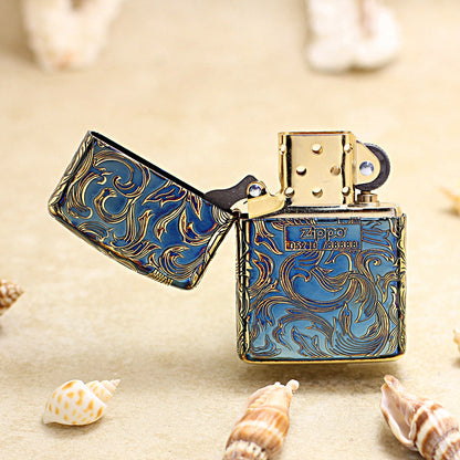 Zippo Vintage Gold Botanical Pattern (Five-Sided Engraving Series) - JP01