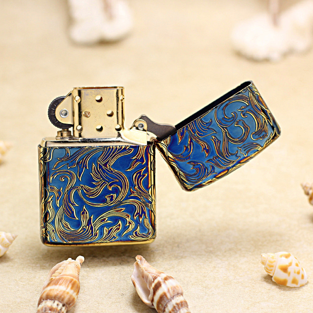 Zippo Vintage Gold Botanical Pattern (Five-Sided Engraving Series) - JP01