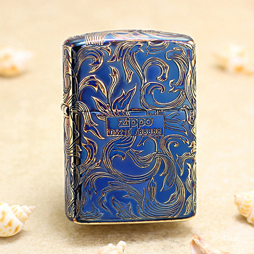 Zippo Vintage Gold Botanical Pattern (Five-Sided Engraving Series) - JP01