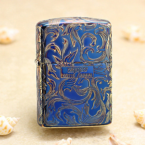 Zippo Vintage Gold Botanical Pattern (Five-Sided Engraving Series) - JP01