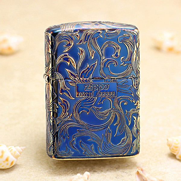 Zippo Vintage Gold Botanical Pattern (Five-Sided Engraving Series) - JP01