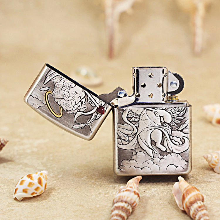 Zippo Vintage Argent 'Cupid' Intricate Carve with Two-Finish Accents - DS114
