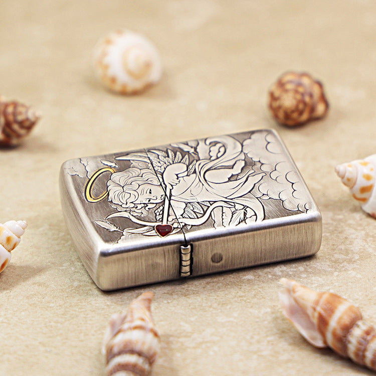 Zippo Vintage Argent 'Cupid' Intricate Carve with Two-Finish Accents - DS114