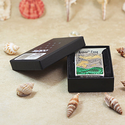 Zippo Vintage Argent & Gold-Layered 'Carp Leaping Over the Serpent Gate' - 162-DS54