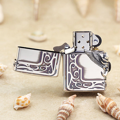 Zippo Vintage Argent Solid Metal Side Wing Medallion - JP62