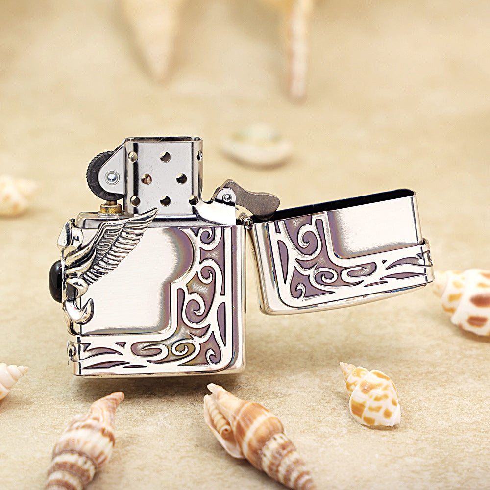 Zippo Vintage Argent Solid Metal Side Wing Medallion - JP62